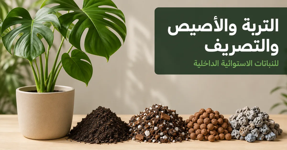 تربة وخليط زراعة ومواد تصريف للعناية بالنباتات الاستوائية الداخلية