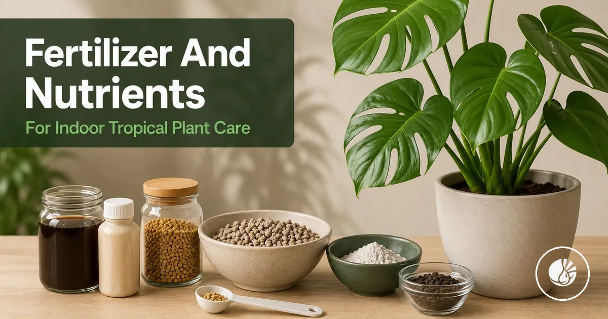 Fertilizer and nutrient supplies used for indoor tropical plant care