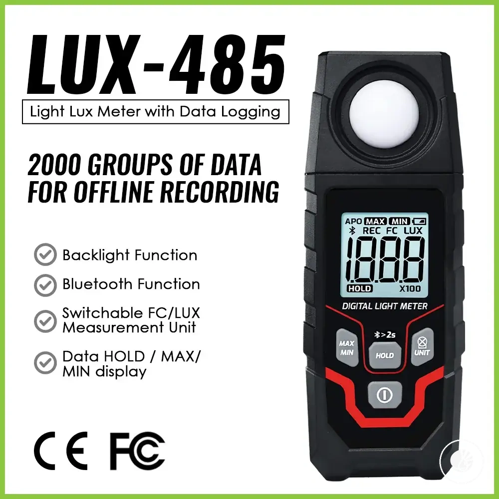 Bluetooth digital lux meter with app for measuring plant light levels