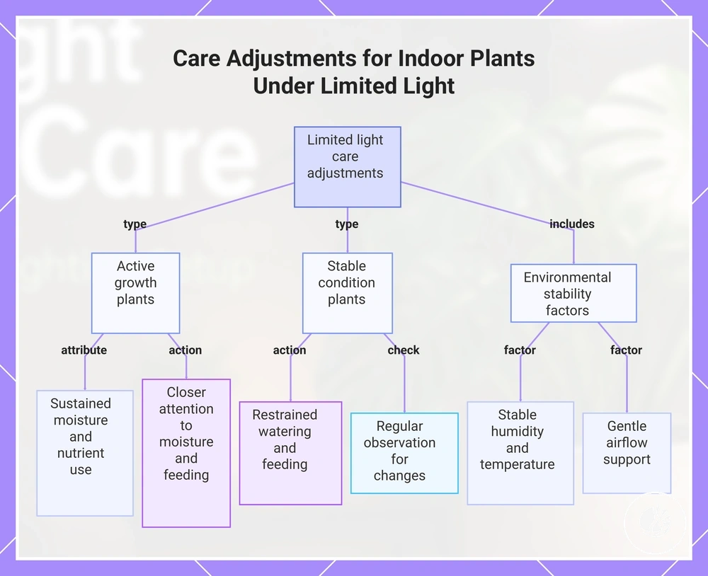 Care Adjustments for Indoor Plants Under Limited Light