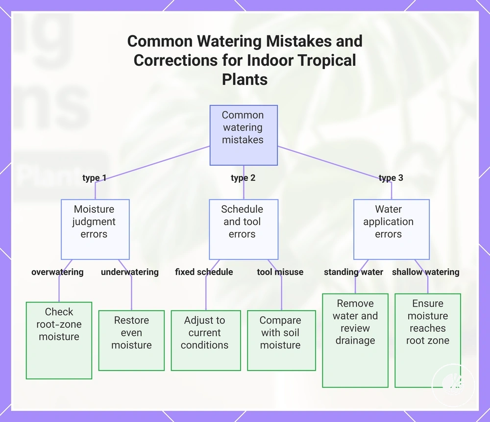 Common Watering Mistakes and Corrections for Indoor Tropical Plants