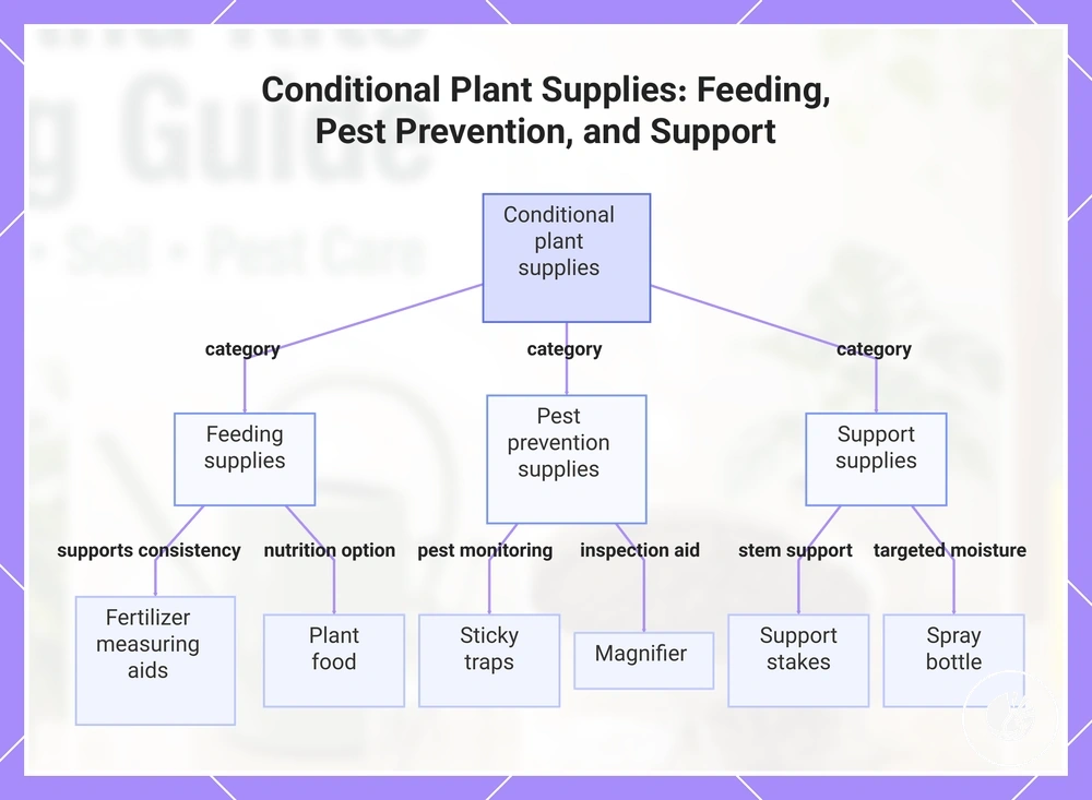 Conditional Plant Supplies: Feeding, Pest Prevention, and Support