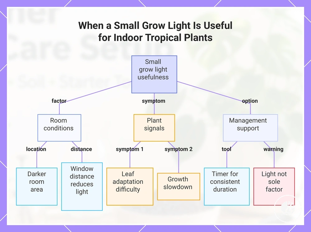 When a Small Grow Light Is Useful for Indoor Tropical Plants