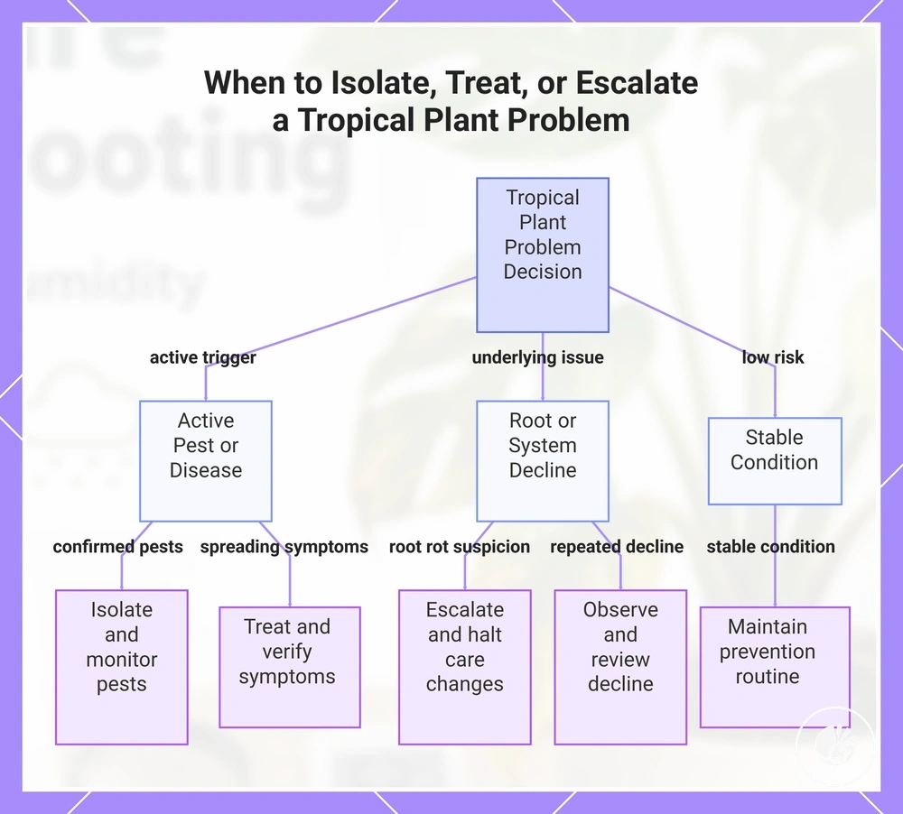 When to Isolate, Treat, or Escalate a Tropical Plant Problem
