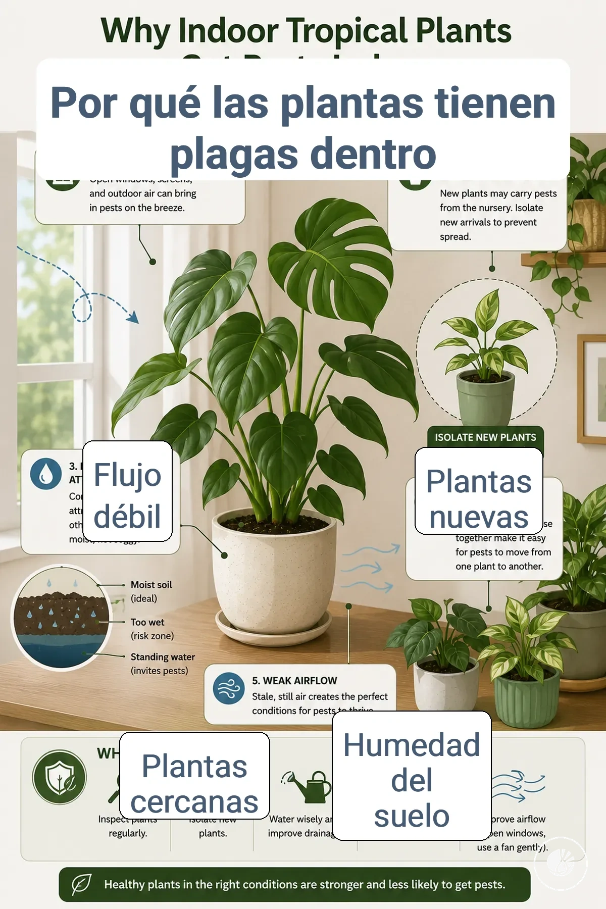 Factores de riesgo de plagas comunes que afectan a las plantas tropicales de interior