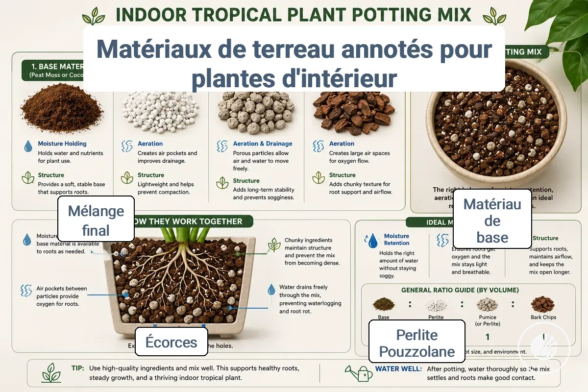 Materiaux terreau roles ingredients