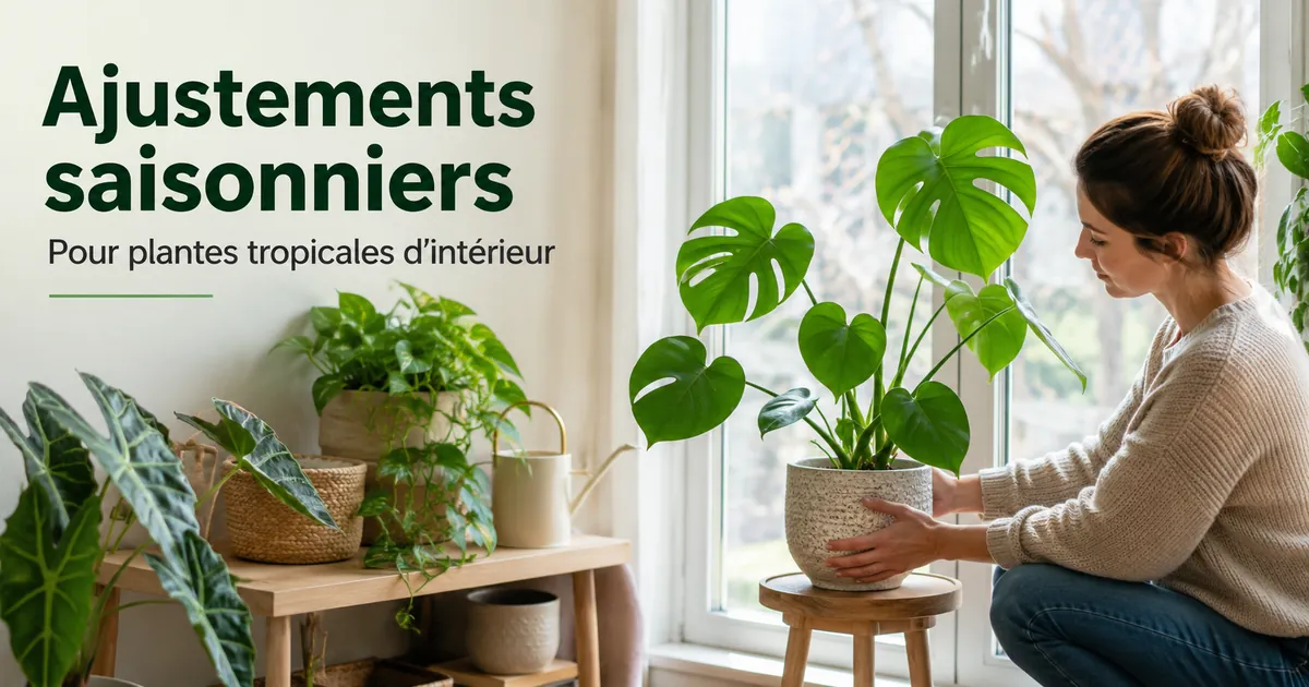 Plantes tropicales d’intérieur disposées près d’une fenêtre pour des ajustements de soin saisonniers