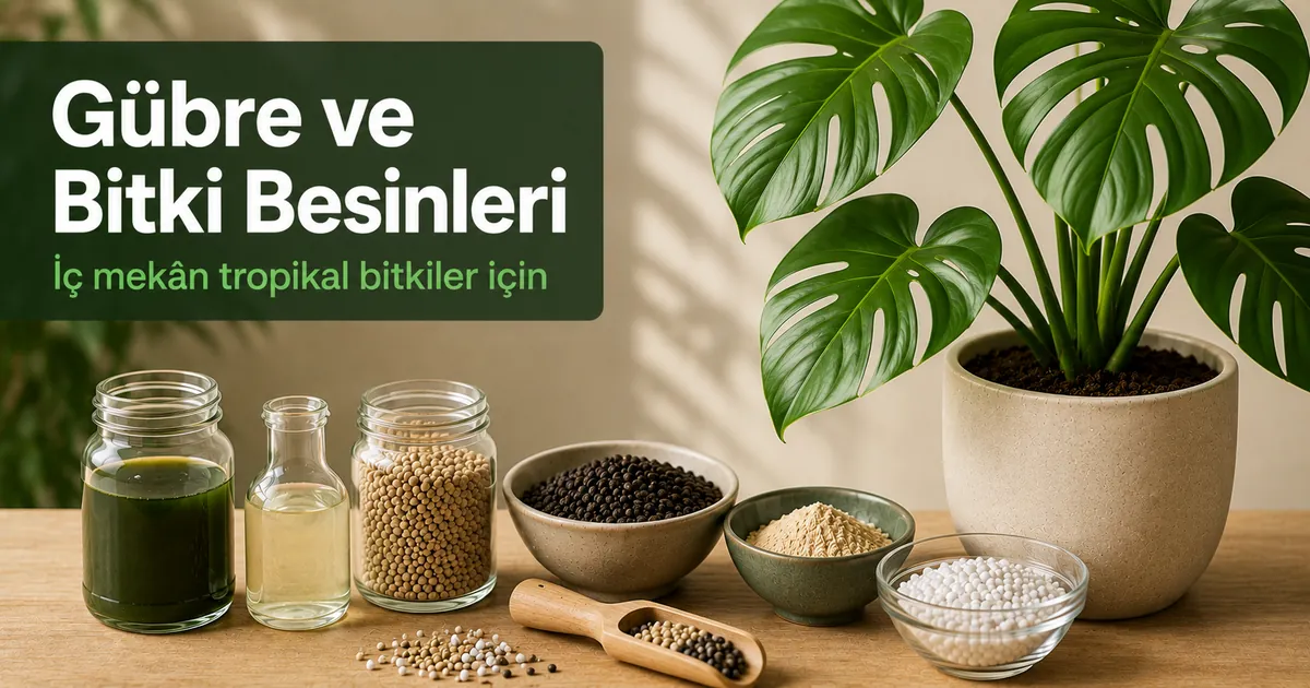 İç mekân tropikal bitki bakımında kullanılan gübre ve bitki besinleri